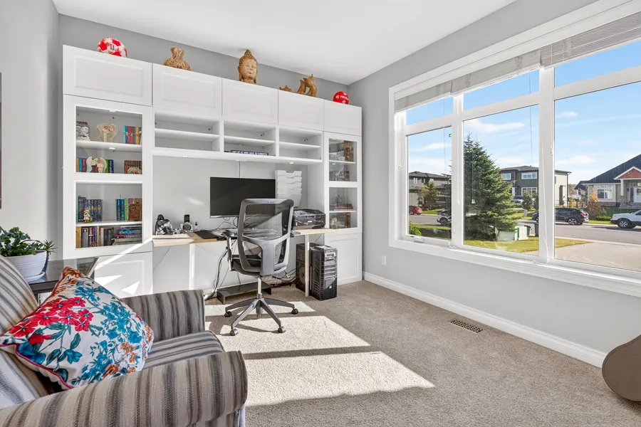 Main-floor office with built-in cabinetry