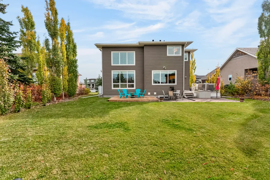 Rear elevation, deck and patio